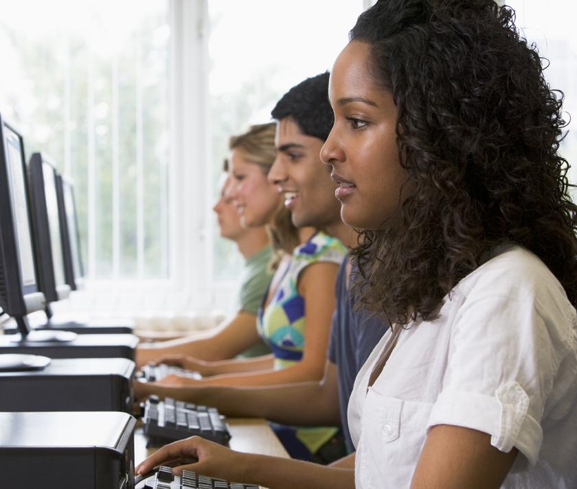 high school students in computer lab
